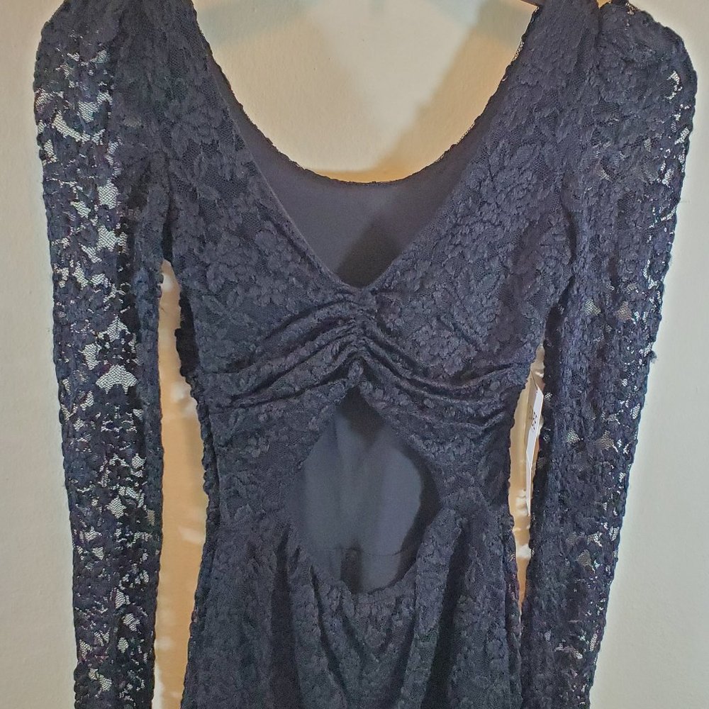 NWT Babe Society Carmen Black Lace Cut Out Romper - Picture 4 of 4
